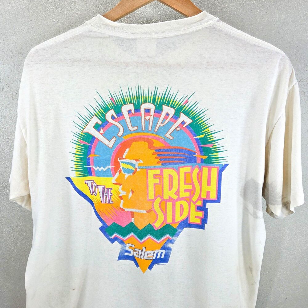 Vintage 1992 Salem Fresh Wrap Cigarettes Distressed Promo T Shirt Sz XL